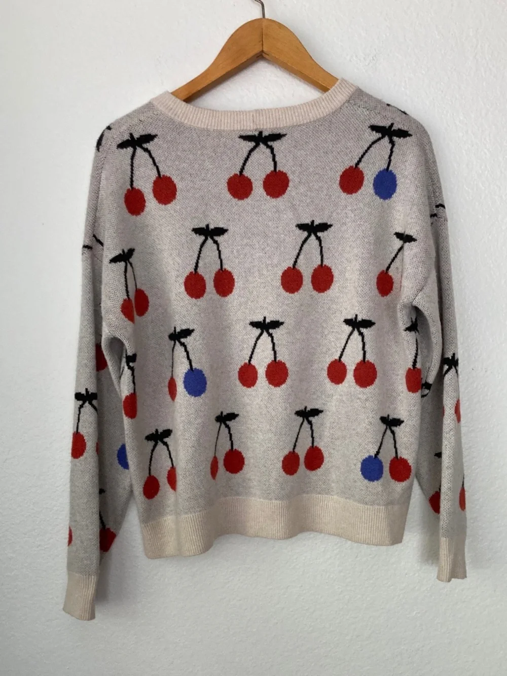 Madewell Cherry Sweater Pullover Merino Wool Alpaca Blend Small Boxy Twee
